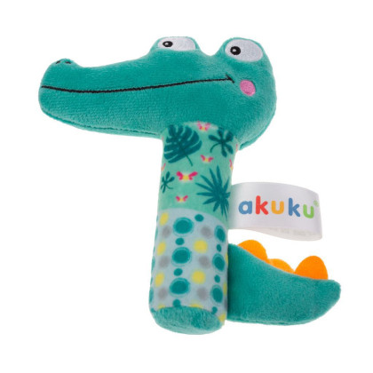 Plyšová hračka s pískátkem - Krokodýl, zelená Akuku