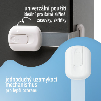 Bezpečnostní zámky víceúčelové pro skříňky a zásuvky nastavitelné sada 6 ks Sipo