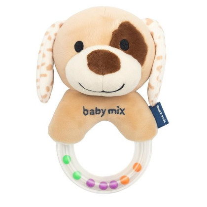 Dětské plyšové chrastítko Baby Mix pejsek hnědý