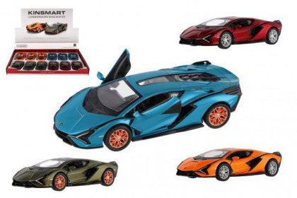 Auto Kinsmart Lamborghini Sián FKP 37 kov/plast 13 cm na zpětné natažení 12ks v bo