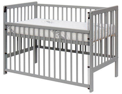 Dětská postýlka - Scarlett DOMINIK (borovice), stahovací bočnice - 120 x 60 cm - šedá