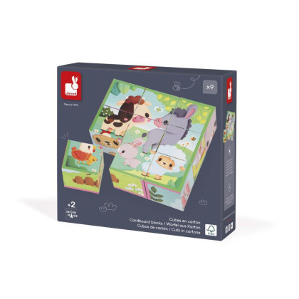Obrázkové kostky Farma, 9 kostek Janod