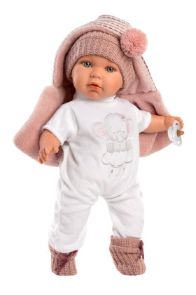 BABY JULIA 42406 Llorens - realistická panenka se zvuky a látkovým tělem - 42 cm
