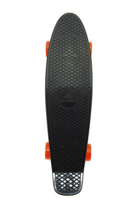 Skateboard - pennyboard 60cm, nosnost 90kg, kovové osy, černá barva, oranžová kola