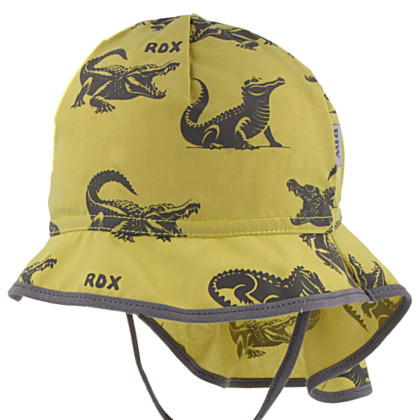 Letní klobouk vázací s plachetkou krokodýli zelený