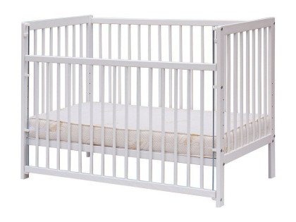 Dětská postýlka Fira - bílá (buk), stahovací bočnice 120 x 60 cm Scarlett