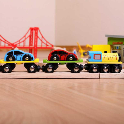 Nákladní vlak s auty a kolejemi Bigjigs Rail