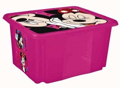 Úložný box s víkem "Minnie", Růžová 24 l