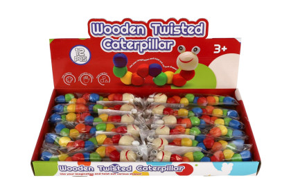 Červík/housenka kloubový dřevo 18 cm barevný