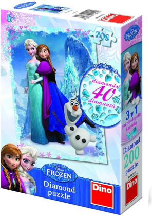 Puzzle Ledové království Frozen 33x47cm 200 dílků+lepidlo+kamínky