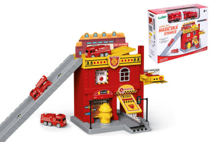 Hasičská stanice s autíčky 2 ks + doplňky