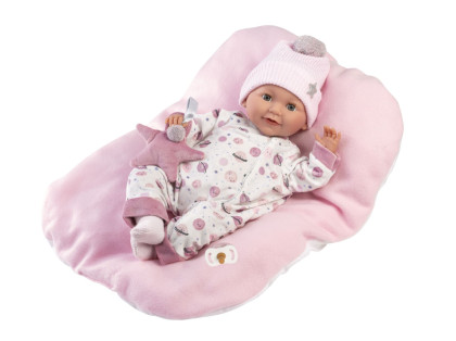 Mrkací realistická panenka miminko se zvuky a měkkým tělem 42 cm New born Llorens 