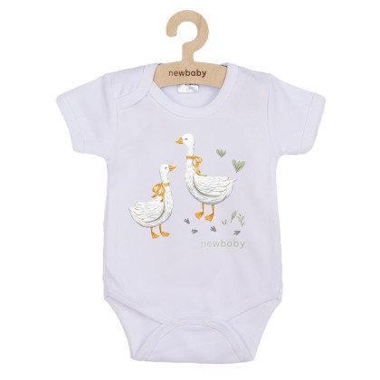 Dětské body s potiskem New Baby Husičky krátký rukáv