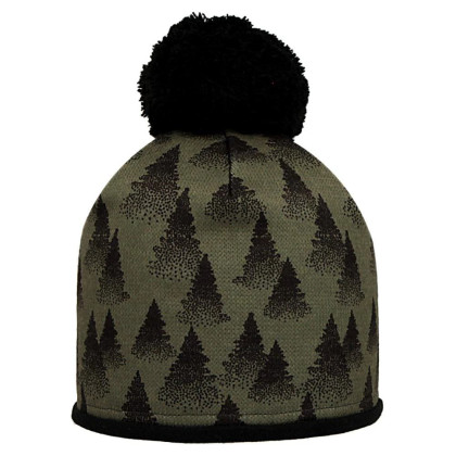 Chlapecká čepice s bambulí podšitá merino vlnou, Smrčky Khaki RDX