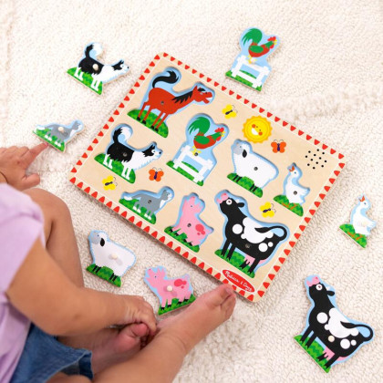 Dřevěné puzzle se zvuky Zvířata na farmě Melissa & Doug