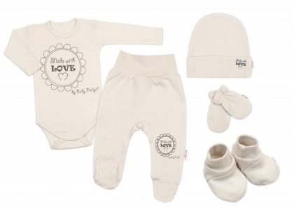 Soupravička do porodnice 5D Made with love béžová, cappuccino Baby Nellys