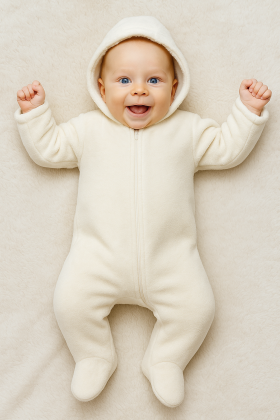 Zimní kombinéza s kapucí wellsoft smetanová Baby Service