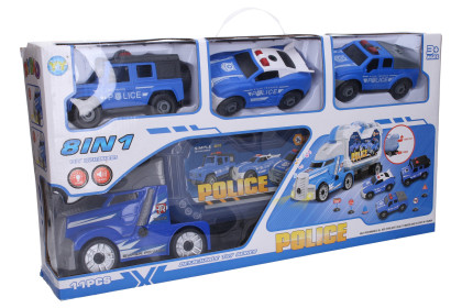 Policejní kamion s 3 auty šroubovací s efekty 42 cm