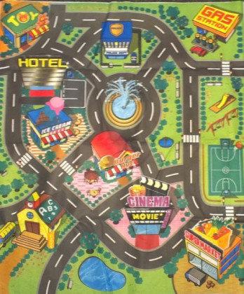 Hrací koberec s autíčky a značkami 80 x 70cm