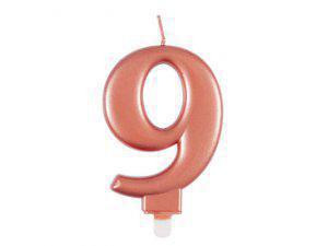 Svíčka dortová rosegold metalická