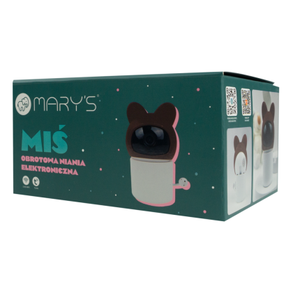 Dětská chůvička s otočnou kamerou, s WiFi / Tuya - medvídek, hnědá Mary's