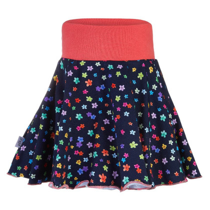 Sukně kolová - tm.modrá kvítka