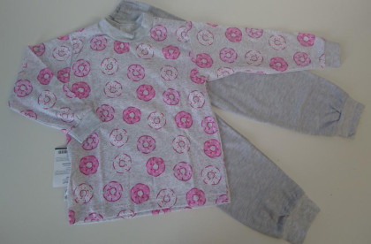 Bavlněné pyžamo donuts růžovo-šedé vel. 104