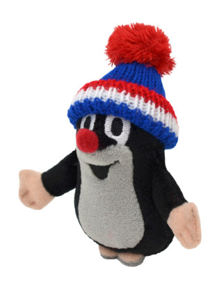 Krtek 10 cm plyšový s kulichem modrý-trikolora