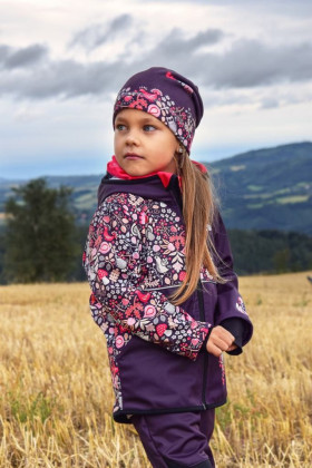 Fleecová čepice dětská, Sova, fialová