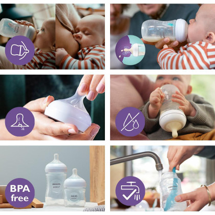 Láhev Natural Philips Avent Response s ventilem AirFree 125 ml, 0 m+