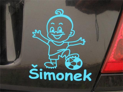 Nálepka na auto - "dítě v autě" se jménem a obrázkem dle vlastního výběru
