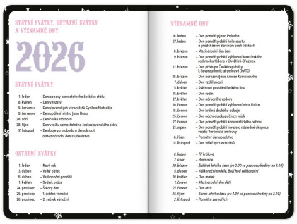 Studentský diář Kuromi (září 2026 – prosinec 2027) Notique
