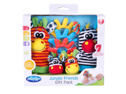 Playgro - Dárkový set chrastící ponožky a náramky Jungle Friends