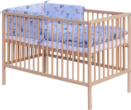 Dětská postýlka s kompletní výbavou 120 x 60 cm - Peko - modrá Scarlett