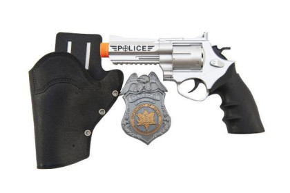 Policejní pistole klapací 20 cm v pouzdru s odznakem