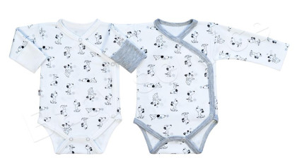 Bavlněné body dl. rukáv s rukavičkami zavinovací Pejsek Baby Service