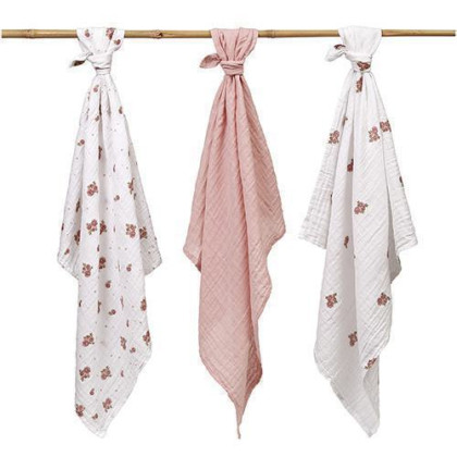 Mušelínové plenky Super Soft růžové 3 ks 70x70 cm BabyOno