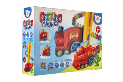 Lokomotiva/Vlak domino stavěcí plast 16 cm na baterie se zvukem se světlem