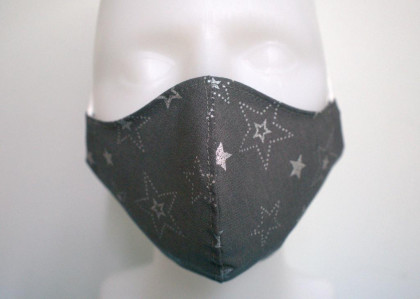 Látková respirační rouška - maska pánská jednovrstvá hvězdičky šedá