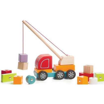 Autojeřáb s magnetem - dřevěná skládačka Cubika