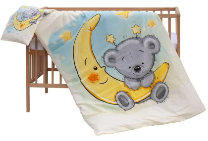 Dětská postýlka přírodní s kompletní výbavou 120 x 60 cm Mimas Scarlett