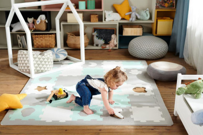 Podložka pěnová puzzle Luno Shapes KINDERKRAFT SELECT 185 x 165 cm Mint, 30 ks, Premium