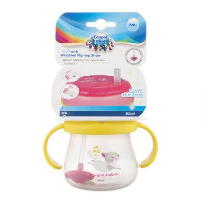Hrníček sportovní se slámkou a závažím 250 ml Canpol babies