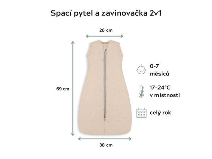 Celoroční spací pytel a zavinovačka 2v1 Sleepee
