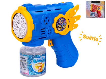 Bublifukovač pistole 13 cm na baterie se světlem a s náplní