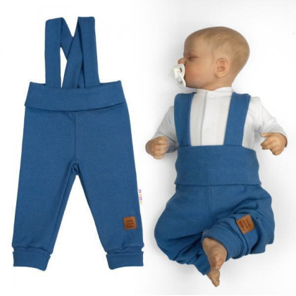 Rostoucí legíny se šlemi, žebrované s širokým pásem modré