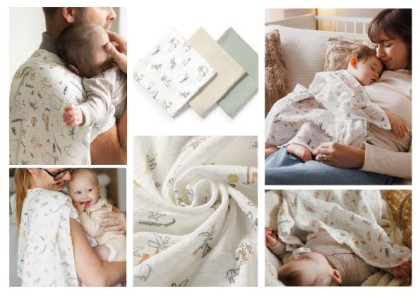 Mušelínové - super měkké plenky, 3 ks 70x70cm Mátová Baby Ono