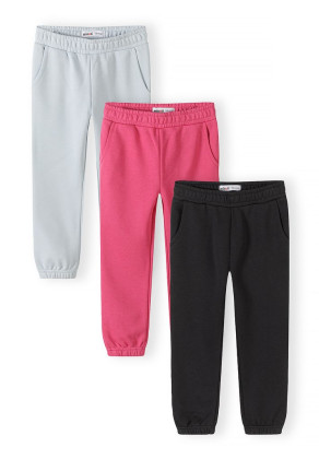 Tepláky dívčí s elastickým pasem 3pack Mix barev tm. růžová Minoti 
