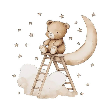 Nástěnné samolepky do dětského pokoje Teddy bear on a ladder Sipo