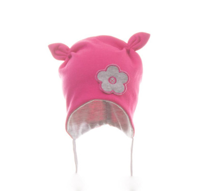 Čepice dětská zavazovací Rohatá s kytičkou MKcool Růžová